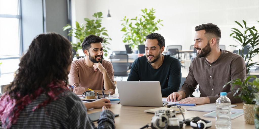 Entrepreneurs brainstorming ideas for a new startup.