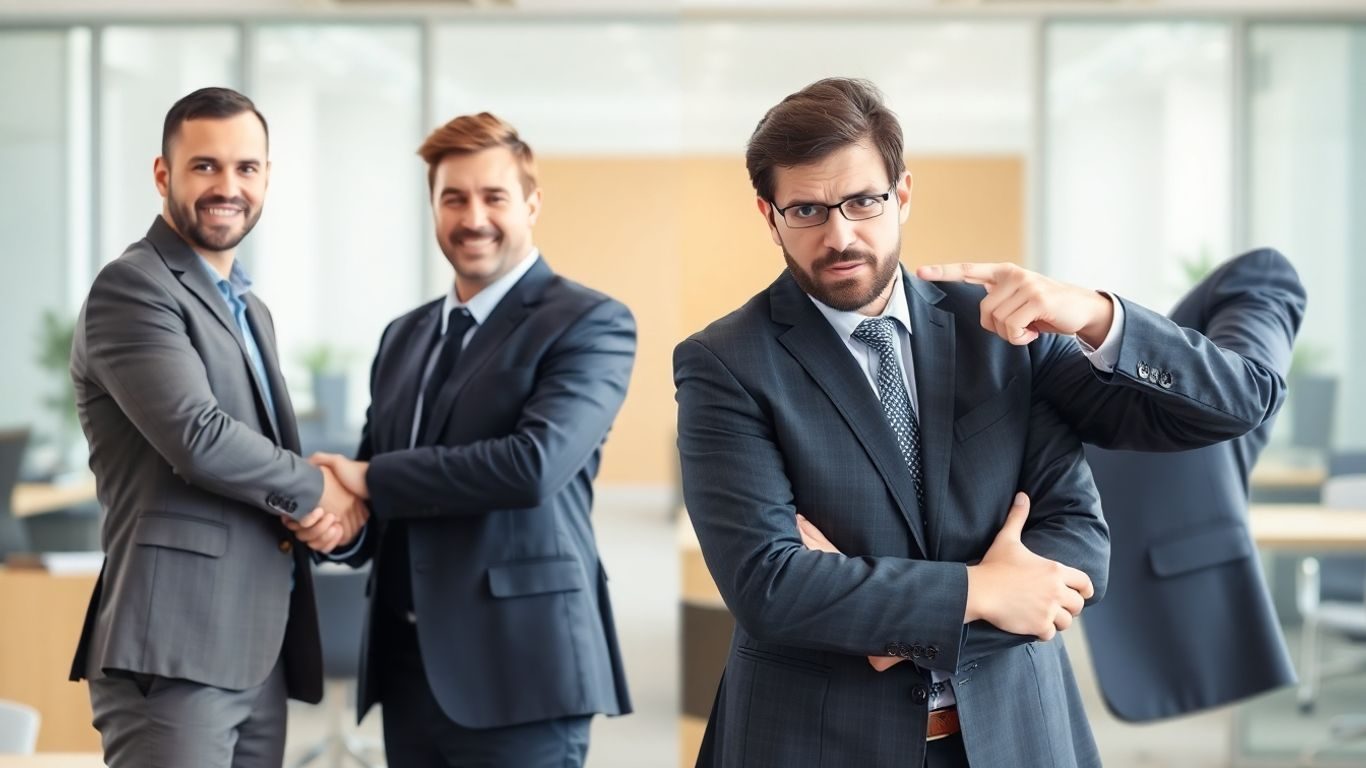 Parteneri de afaceri confruntându-se în birou.